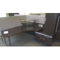 Artopex Espresso - Grey Quad Desk, Cabinets, Wall